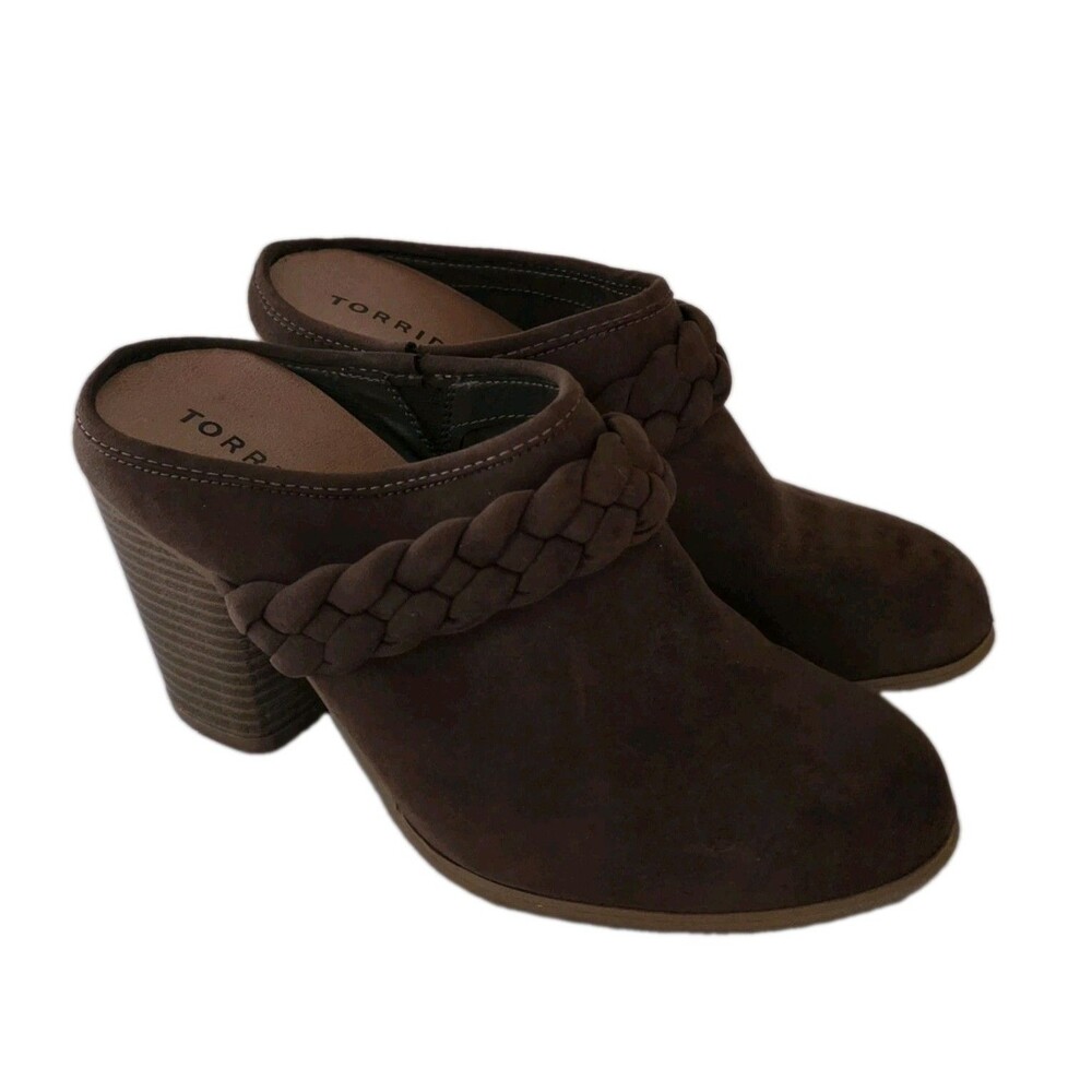 Torrid Brown Braided Suede Mule Nubuck Heeled Clogs Mules Women Size 8